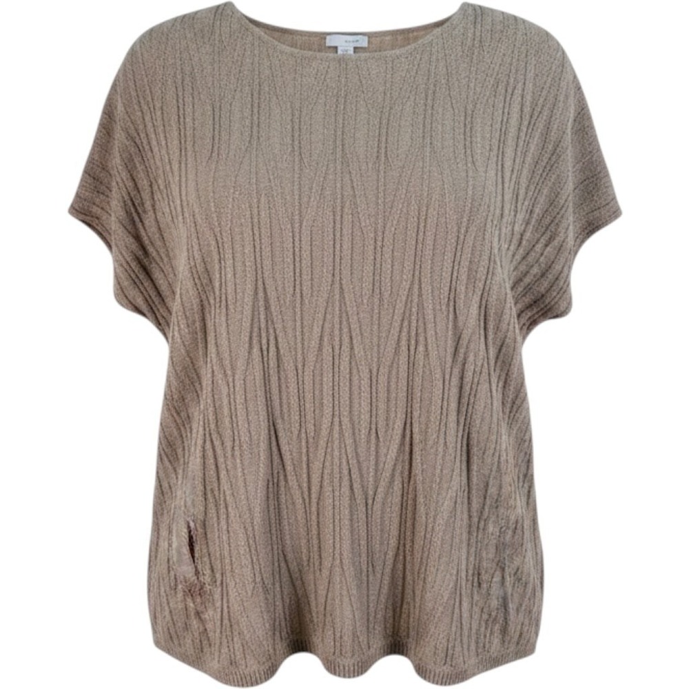 J.Jill Pure Jill Medium Brown Wool Blend Textured Knit Poncho Sweater Fall Boho